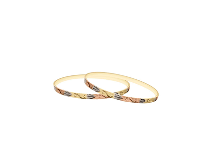 Three Tone Plated | Diamond Cut Bangles